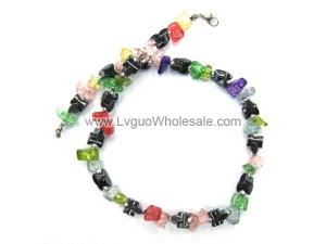 Multi-Color Glass Crystal Chip Stone Hematite Necklace